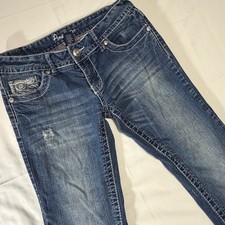 Amethyst Womens Size 9 Bootcut Jeans Medium Wash Embroidered Rhinestone Y2K