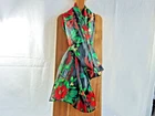 Cejon Scarf Beautiful Holiday Print Poinsettias Ribbons  Length 60"
