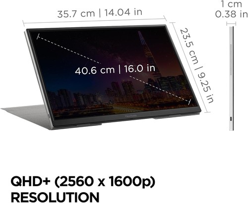 ViewSonic VG1656-2K-S 16" WQXGA 1600p IPS Portable Monitor Certified Refurbished - Picture 6 of 8
