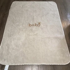 Carter’s Baby Security Blanket Cream Tan Embroidered Satin Trim Plush Soft Bear