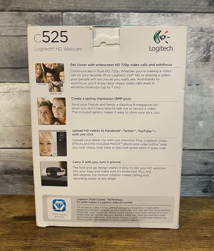 Logitech C525 HD Webcam USB Portable 360 Rotatif 720p Vidéo AutoFocus ~ Neuf - Photo 8/13