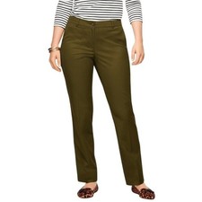 Talbots High-Rise Pants Women's Size 4P Olive Green Straight Leg Chino