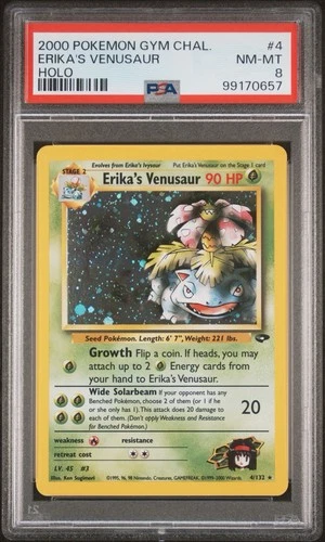 Pokemon 2000 Erika’s Venusaur Holo Gym Challenge PSA 8
