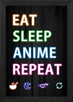 Eat Sleep Anime Repeat Framed Wall Art Poster Canvas Print Picture