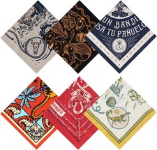 6 Pack 22"x22" Lightweight Bandanas for Women  Men 100 Cotton Bandana