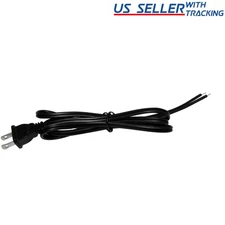 2 Prong Polarized AC Power Cord - NEMA 1-15P to Pigtail, 21 AWG 46" DIY