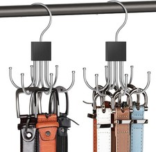Belt Hanger, 2PCS Belt Organizer for Closet 360 Rotatable Max 48 Belt Storage R