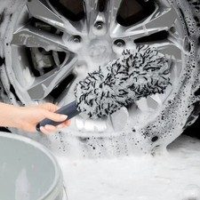 Car Wheel Cleaning Brush Plush Wash Brush Non Slip Handle For Rims Spokes Barrel
