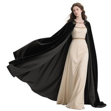 L'VOW Medieval Velvet Hooded Cape - Viking Cloak with Chain Clasp for Women M...