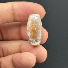 Authentic Ancient central Asian banded agate stone bead with patina