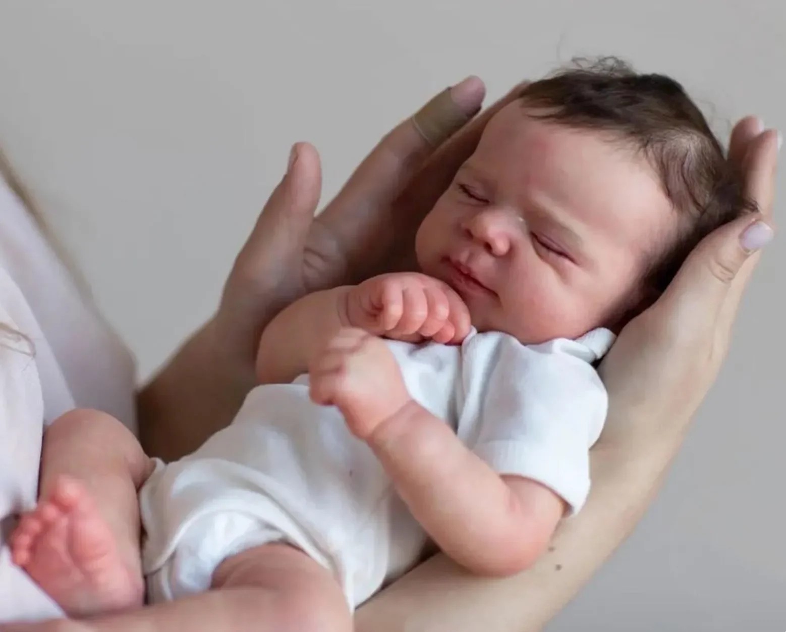 Silicone Full Body Boy Realistic Toddler Eyes Closed With Hair