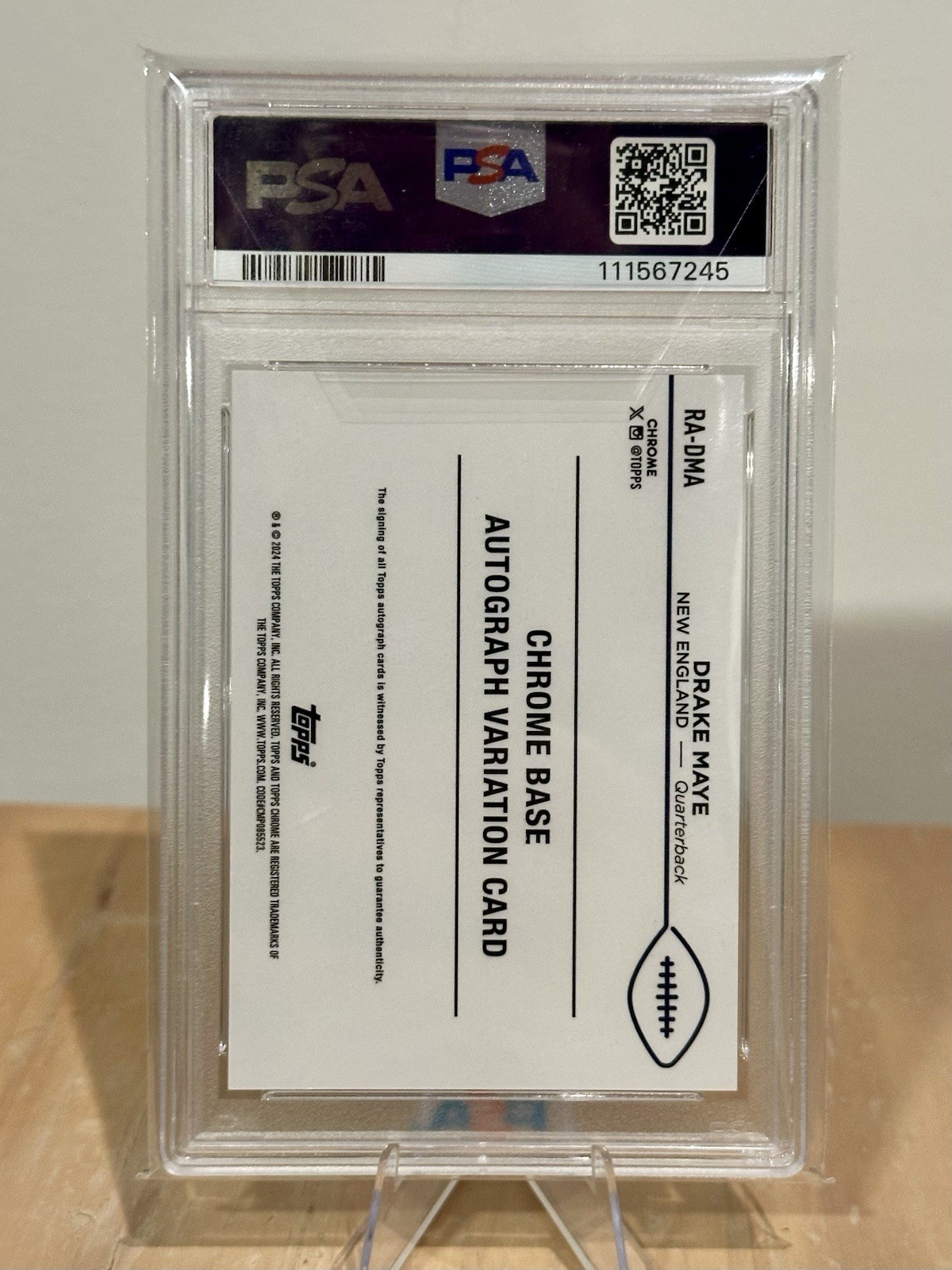 2024 Topps Chrome - Rookie Autographs Drake Maye #RA-DMA Aqua Geometric  /199 RC view 2