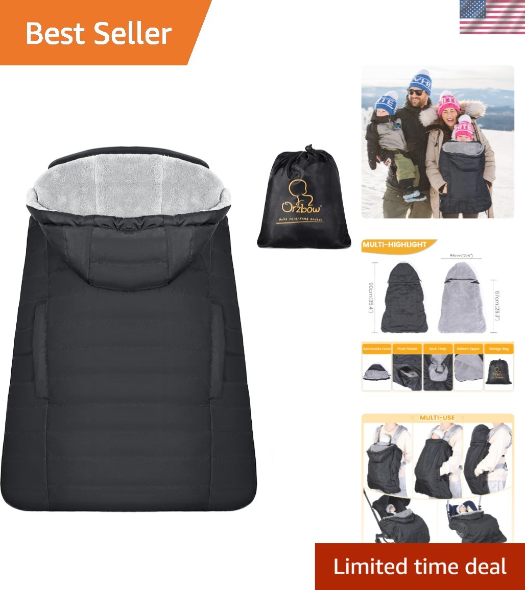 Waterproof Winter Baby Carrier Cover with Detachable Hood & 