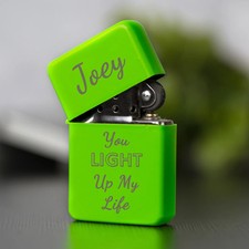Personalised You Light Up My Life Neon Green Lighter & Gift Box Custom Windproof