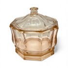 Vintage Pink Indiana Concord Octagon Covered Candy Vanity Dish Depression Glass