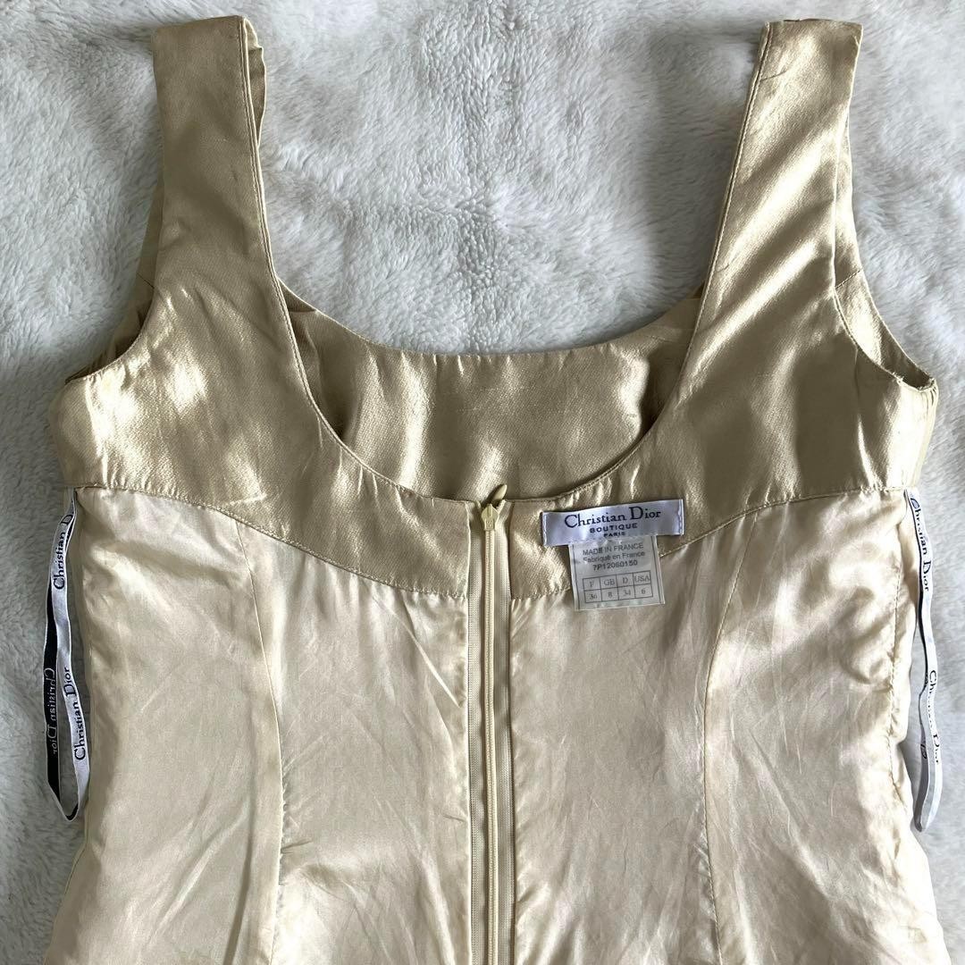 Christian Dior BOUTIQUE Galliano 2007 Silk Dress Sz F36 US6 Gold Made in France thumbnail 16