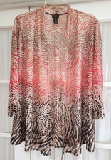 Travelers Collection by Chico's Open Front Stretch Knit Sheer Cardigan Size 1