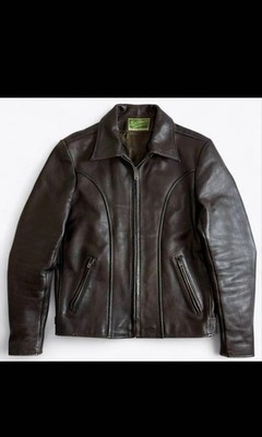 LEVIS VINTAGE CLOTHING LVC Mens Brown Leather Cowhide Moto Jacket Biker Size L