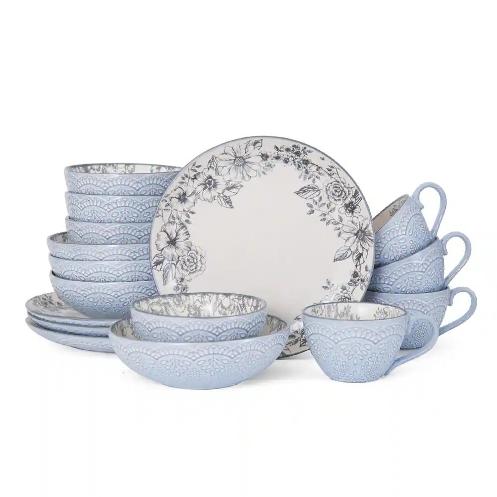 Pfaltzgraff Gabriela Gray 16-Piece Dinnerware Set, Service f