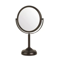 JERDON Two-Sided Tabletop Makeup Vanity Mirror - 10X-1X Magnification Bronze 