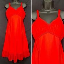 Vintage Rogers 50s 60s Slip Red Dress 38 Adjustable Ethereal Ruffles Feminine