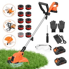 Electric Cordless Grass String Trimmer Lawn Edger Weed Wacker Cutter  2 Battery
