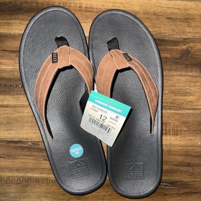 Reef Journeyer Men's Flip-Flop Cushion Comfort Black/Brown Size 12  Nwt