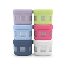Reusable Plastic Condiment Containers 4oz each with Screw-on Leak Proof Lid 6...