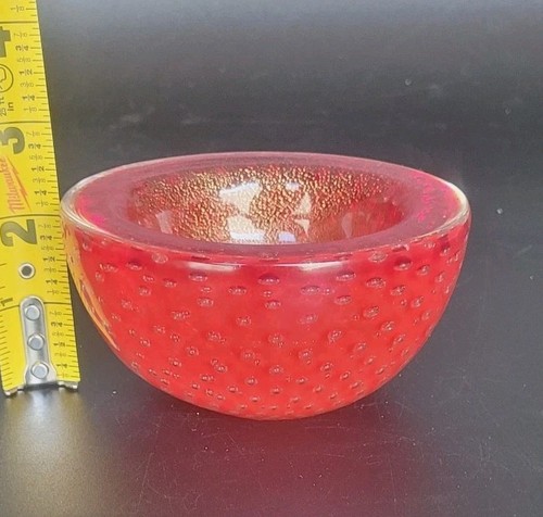 Ciotola in vetro rosso "Buccillante" Mid-Century moderna Barovier & Toso Murano senza etichetta - Foto 4 di 10