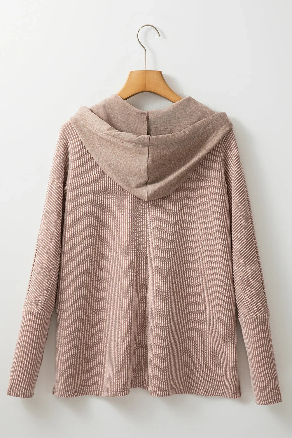 Mocca Flap Pocket Hoodie L Corded Ribbed Drawstring Top Buttoned UK Size 14 image 4