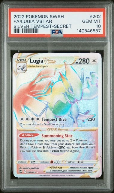 2022 Pokemon SWSH Silver Tempest 202 Secret Full Art Lugia Vstar PSA 10 Gem Mint