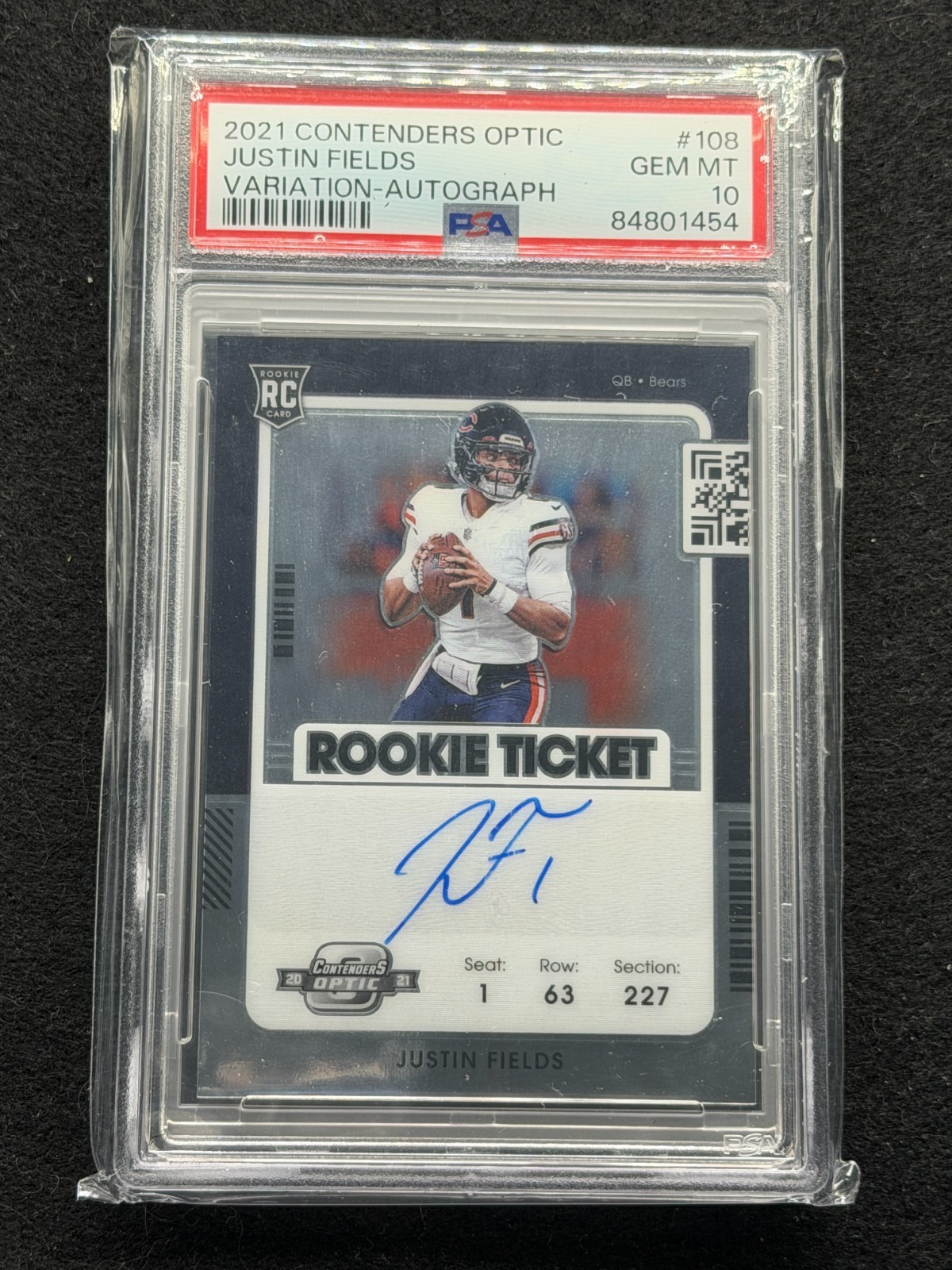 Justin Fields Panini Contenders Optic #108 Variation-Autograph