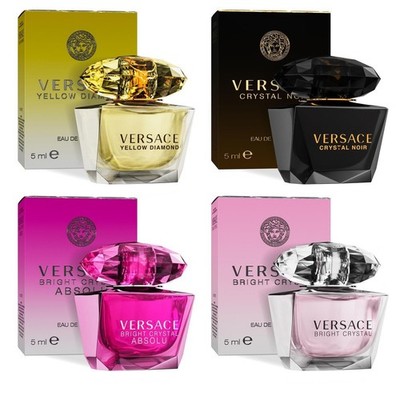 Versace Perfume for Women Set of 4 Mini, Bright Crystal, Yellow Diamond,...