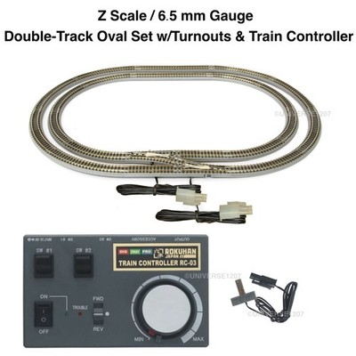 Z Scale Rokuhan 6.5mm Gauge Double-Track Oval Set w/Turnouts & Train Controller