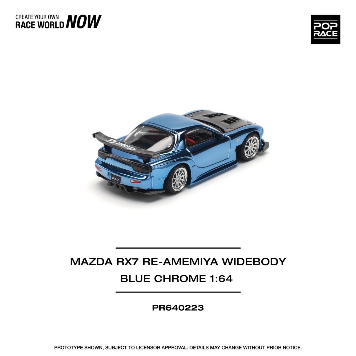 POPRACE PR64-223 MAZDA RX7 RE-AMEMIYA WIDEBODY BLUE CHROME 1/64