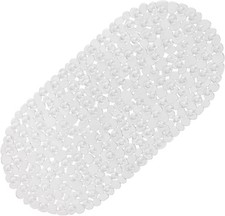 WELTRXE Pebbles Bath Mat Clear Non-Slip Bathtub Oval 27 x 14 , Pebbles-clear