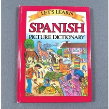 Let's Learn Spanish Picture Dictionary Hardcover Kids ESL Homeschool Bilingual