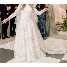 New Elegant Classic Princess Dress Wedding Dress High Collar Long Sleeve Lace