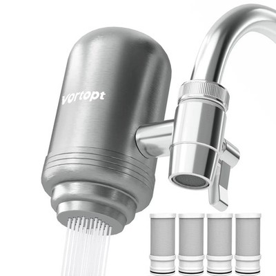 Edelstahl Wasserhahn Leitungswasserfilter Reinigungssystem, reduziert Blei, Chlor 