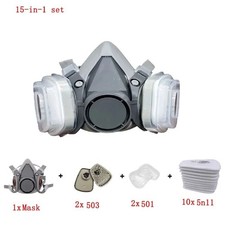 6200 Half Face 15 IN 1 Gas Mask Chemical Vapor Paint Spray Respirator +Filter UK