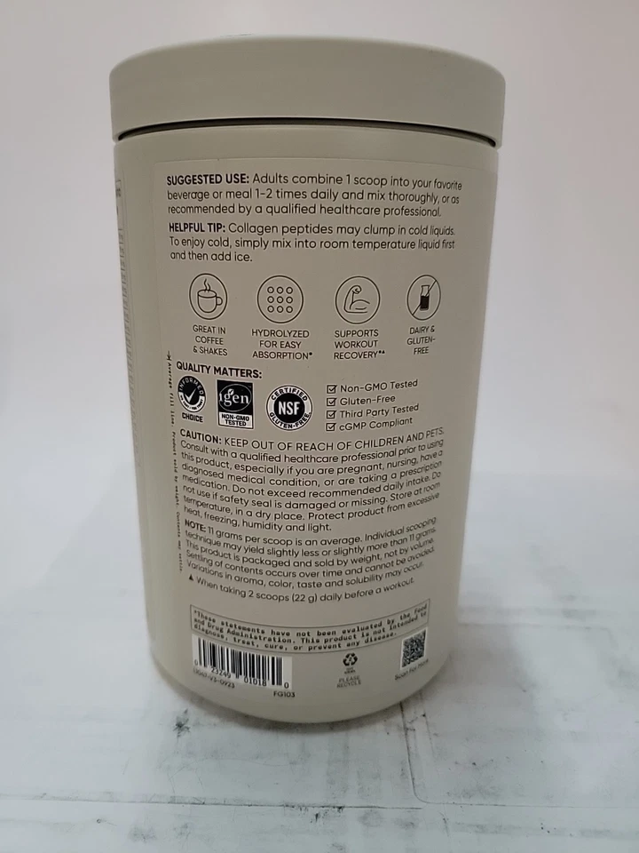 Polvo de péptidos de colágeno Sports Research sin sabor cabello piel uñas BB7/28 Foto 4 de 4