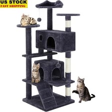 Durable Cat Tree W/ Scratching Posts Condos Interactive Playground Indoor Cats