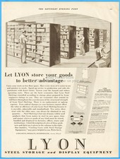 1929 Lyon Metal Products Aurora IL Steel Shelving Lockers Steelart Furniture Ad