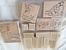 3 PACKS WOOD BLOCK RUBBER STAMPS CRAFT BABY/HOLIDAYS CARDS SEALED UNUSED