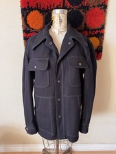 Vintage 50s 60s Monterey Club Sportswear Black Wool Coat Cruiser Jacket Medium