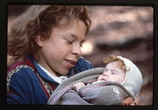 Warwick Davis Willow Original 35mm Transparency Holding Baby Elora Danan 1988