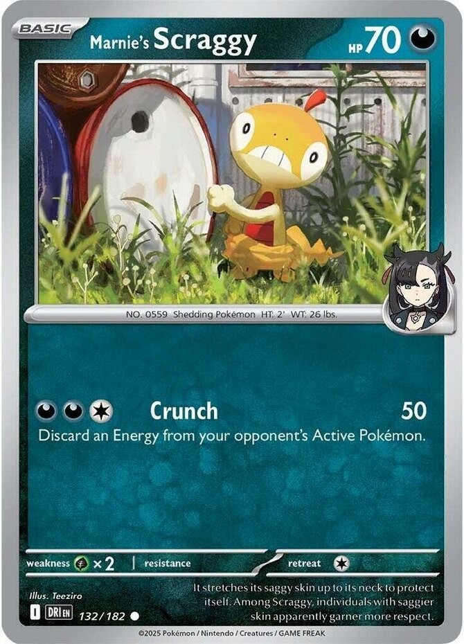 Pokemon Marnie's Scraggy - 132/182 - Common NM-Mint Destined Rivals