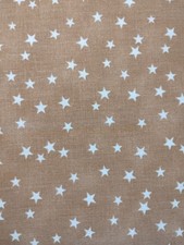 Cream Stars on Brown Mottled Cotton Quilting Sewing Fabric by the Yard