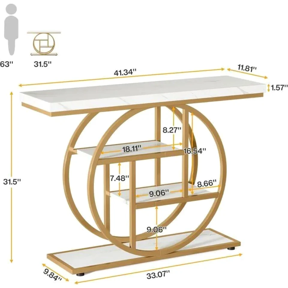 Table Console Industrielle 4 Niveaux 105x30x80cm Table d'entrée - Photo 2/4