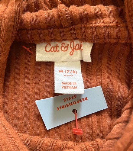 NWT Cat & Jack Soft Orange Ribbed 2 Pc Hooded Sweater Jogger Pants Set Sz M 7/8 - Picture 3 of 9